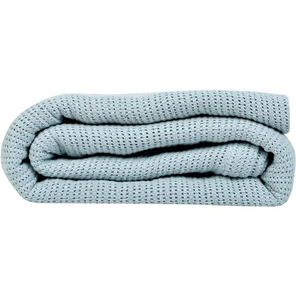 Leno Weave Ice Grey Blanket, Queen 100% Cotton, Lightweight, Warm, Extra-Fluffy